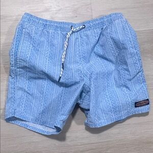 Vineyard Vines Light Blue Patterned Swim Trunks